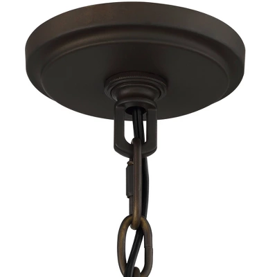 Possini Euro Design Campanelli Bronze Brass Pendant Chandelier 19" Wide Rustic Drum Waterglass Shade 4-Light Fixture For Dining Room Kitchen Island 4 Possini Euro Design Campanelli Bronze Brass Pendant Chandelier 19" Wide Rustic Drum Waterglass Shade 4-Light Fixture For Dining Room Kitchen Island - Image 4