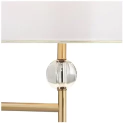 Possini Euro Design Kohle Modern Swing Arm Wall Lamp With Cord Cover Polished Brass Plug-in Light Fixture White Inner Sheer Outer Shade For Bedroom