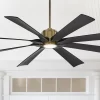 70" Possini Euro Design Defender Modern Indoor Outdoor Ceiling Fan With Dimmable LED Light Remote Soft Brass Matte Black Damp Rated For Patio Exterior