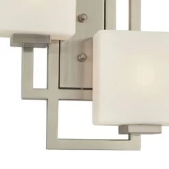 Possini Euro Design Modern Wall Light Sconce Brushed Nickel Hardwired 15 1/2" 2-Light Fixture Square Opal Glass Bedroom Bathroom -Possini Euro Design Sales GUEST 5f015304 9c72 4398 b701 c703586e2c08