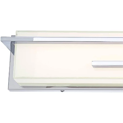 Possini Euro Design Jada Modern Wall Light Chrome Hardwire 33 3/4" Light Bar LED Fixture White Glass For Bedroom Bathroom Vanity Reading Living Room 2 Possini Euro Design Jada Modern Wall Light Chrome Hardwire 33 3/4" Light Bar LED Fixture White Glass For Bedroom Bathroom Vanity Reading Living Room - Image 2