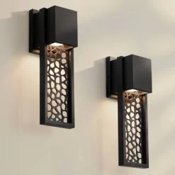 Possini Euro Design Possini Euro Miele 16" High Matte Black Wall Sconce Set Of 2