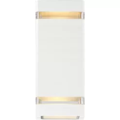 Possini Euro Design Modern Outdoor Wall Light Fixture White 2-Light Up Down 10 1/2" Clear Glass Inserts For Exterior Barn Deck House Porch Yard Patio -Possini Euro Design Sales GUEST 61bd0537 d35d 47c4 a3d7 6e76a1080411