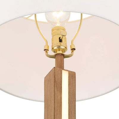 360 Lighting Styker 26 1/2" Tall Square Modern Table Lamp LED Night Light Brown Oak Finish Wood Single White Shade Living Room Bedroom Bedside House 4 360 Lighting Styker 26 1/2" Tall Square Modern Table Lamp LED Night Light Brown Oak Finish Wood Single White Shade Living Room Bedroom Bedside House - Image 4