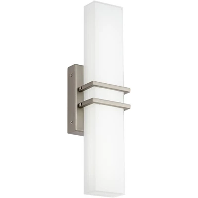 Possini Euro Design Exeter Modern Wall Light Brushed Nickel 17" Light Bar LED Fixture Silk Screened Glass Shade For Bedroom Bathroom Vanity Reading 5 Possini Euro Design Exeter Modern Wall Light Brushed Nickel 17" Light Bar LED Fixture Silk Screened Glass Shade For Bedroom Bathroom Vanity Reading - Image 5