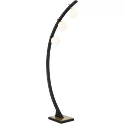 Possini Euro Design Rialto Modern Arched Floor Lamp 68 1/4" Tall Warm Gold Matte Black 3 Light Frosted White Glass Orb Shade For Living Room Reading -Possini Euro Design Sales GUEST 63330b9a ba33 44be 84e2 1c85985be335
