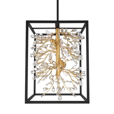 Possini Euro Design Carrine Black Gold Pendant Chandelier 15 1/4" Wide Modern Clear Crystal 4-Light Fixture For Dining Room House Foyer Kitchen Island 2 Possini Euro Design Carrine Black Gold Pendant Chandelier 15 1/4" Wide Modern Clear Crystal 4-Light Fixture For Dining Room House Foyer Kitchen Island - Image 2
