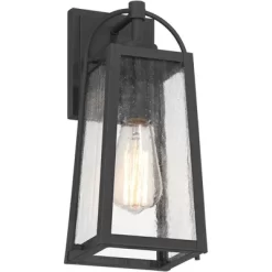 Possini Euro Design Woodley 13" High Modern Outdoor Wall Light Fixture Mount Porch House Set Of 2 Weatherproof Sand Black Aluminum Seeded Glass Shade -Possini Euro Design Sales GUEST 64745eb0 cd8e 487e a9c8 f8ac110c5b43