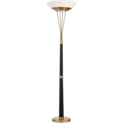 Possini Euro Design Ventura Modern Torchiere Floor Lamp 75" Tall Black Brass LED Frosted Glass Bowl Shade For Living Room Office House Bedroom Home -Possini Euro Design Sales GUEST 64c47050 3086 41b3 a345 a269a25b9870