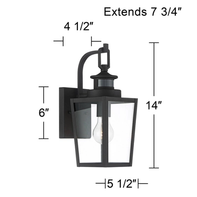 Possini Euro Design Ackerly Modern Outdoor Wall Light Fixture Textured Black Dusk To Dawn Motion Sensor 14" Clear Glass For Post Exterior Barn Deck 3 Possini Euro Design Ackerly Modern Outdoor Wall Light Fixture Textured Black Dusk To Dawn Motion Sensor 14" Clear Glass For Post Exterior Barn Deck - Image 3