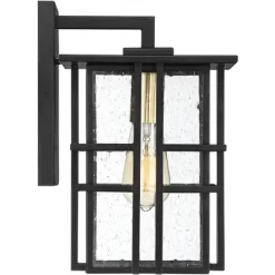 Possini Euro Design Arley Modern Industrial Outdoor Wall Light Fixtures Set Of 2 Black 12" Seedy Glass For Post Exterior Barn Deck House -Possini Euro Design Sales GUEST 65455297 53c4 4ea2 b8f1 0c47801049be