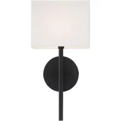 Possini Euro Design Favreau Modern Wall Light Sconce Black Hardwire 8" Fixture Rectangular Linen Fabric For Bedroom Bathroom Vanity Reading Hallway -Possini Euro Design Sales GUEST 6584f483 c9c5 4091 8e3c 3edf088450be