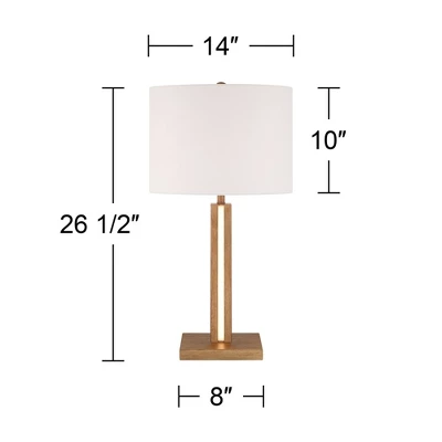 360 Lighting Styker 26 1/2" Tall Square Modern Table Lamp LED Night Light Brown Oak Finish Wood Single White Shade Living Room Bedroom Bedside House 3 360 Lighting Styker 26 1/2" Tall Square Modern Table Lamp LED Night Light Brown Oak Finish Wood Single White Shade Living Room Bedroom Bedside House - Image 3