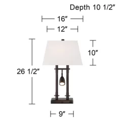 Possini Euro Design Bishop 26 1/2" Tall Modern Desk Lamp USB Port AC Power Outlet Brown Bronze Finish Metal Single Home Office Living Room Charging -Possini Euro Design Sales GUEST 662870f3 67b8 431c 866f 825191864a1e