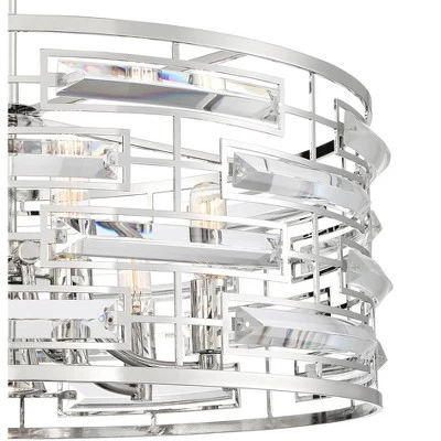 Possini Euro Design Smart Polished Nickel Chandelier 20" Wide Modern Drum Clear Crystal 6-Light Fixture For Dining Room House Foyer Kitchen Island 2 Possini Euro Design Smart Polished Nickel Chandelier 20" Wide Modern Drum Clear Crystal 6-Light Fixture For Dining Room House Foyer Kitchen Island - Image 2