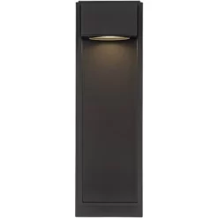 Possini Euro Design Modern Outdoor Wall Light LED Fixture Textured Black 16" Round Crystal Diffuser For Post Exterior House Porch -Possini Euro Design Sales GUEST 66812fff 3a0a 490f 9747 f7c9a5365fd7