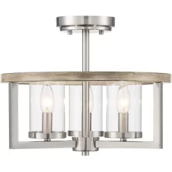 Possini Euro Design Senna Modern Industrial Ceiling Light Semi Flush Mount Fixture 15" Wide Brushed Nickel Gray Wood 3-Light Clear Glass For Bedroom 8 Possini Euro Design Senna Modern Industrial Ceiling Light Semi Flush Mount Fixture 15" Wide Brushed Nickel Gray Wood 3-Light Clear Glass For Bedroom -Possini Euro Design Sales GUEST 66823a90 d9b1 40d9 9cf1 956b7031d5f8