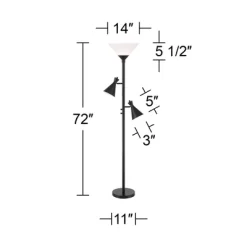 Possini Euro Design Ballard Modern 72" Tall Standing Floor Lamp Skinny Tree Torchiere With Side Lights Dimmable Black Metal Living Room Bedroom House -Possini Euro Design Sales GUEST 66e48853 f44b 41fd 87e0 aace588acaf8