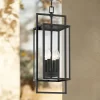 Possini Euro Design Jericho Modern Outdoor Hanging Light Textured Black 24 1/4" Clear Glass Panel For Post Exterior Barn Deck House Porch Yard Patio