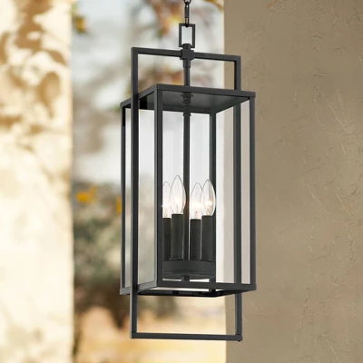 Possini Euro Design Jericho Modern Outdoor Hanging Light Textured Black 24 1/4" Clear Glass Panel For Post Exterior Barn Deck House Porch Yard Patio -Possini Euro Design Sales GUEST 67c7894a cbb3 4d5f b4e4 7843f1c2dae0