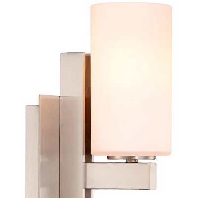 Possini Euro Design Ludlow Modern Wall Light Sconces Set Of 2 Brushed Nickel Hardwire 4 1/2" Fixture White Glass For Bedroom Bathroom Vanity Reading 2 Possini Euro Design Ludlow Modern Wall Light Sconces Set Of 2 Brushed Nickel Hardwire 4 1/2" Fixture White Glass For Bedroom Bathroom Vanity Reading - Image 2