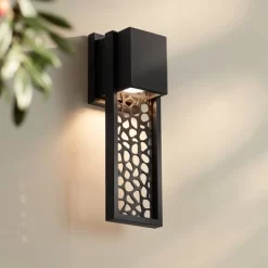 Possini Euro Design Possini Euro Miele 16" High Matte Black Outdoor LED Wall Light