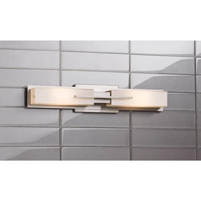 Possini Euro Design Midtown Modern Wall Light Brushed Nickel 23 1/2" 2-Light Fixture White Glass Shade For Bedroom Bathroom Vanity Reading Living Room 7 Possini Euro Design Midtown Modern Wall Light Brushed Nickel 23 1/2" 2-Light Fixture White Glass Shade For Bedroom Bathroom Vanity Reading Living Room - Image 7