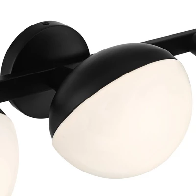 Possini Euro Design Celine Modern Wall Light Black Hardwire 30" 4-Light Fixture Opal White Glass Globe Shade For Bathroom Vanity 8 Possini Euro Design Celine Modern Wall Light Black Hardwire 30" 4-Light Fixture Opal White Glass Globe Shade For Bathroom Vanity - Image 8