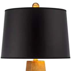 Possini Euro Design Obelisk Modern Table Lamp 26" High Gold Leaf Tapered Column Black Paper Drum Shade For Bedroom Living Room Bedside Nightstand Home -Possini Euro Design Sales GUEST 6a15fe11 8b36 4e38 b218 8dcbe976b42a