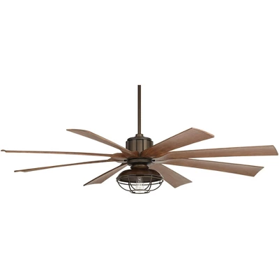 70" Possini Euro Design Defender Industrial Indoor Outdoor Ceiling Fan With Dimmable LED Light Remote Oil Rubbed Bronze Koa Cage Damp Rated For Patio 5 70" Possini Euro Design Defender Industrial Indoor Outdoor Ceiling Fan With Dimmable LED Light Remote Oil Rubbed Bronze Koa Cage Damp Rated For Patio - Image 5