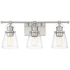 Possini Euro Design Kalen Modern Wall Light Brushed Nickel Hardwire 23 1/2" 3-Light Fixture Clear Glass Shade For Bedroom Bathroom Vanity Reading -Possini Euro Design Sales GUEST 6af23680 eb4a 451d a053 27500f906058