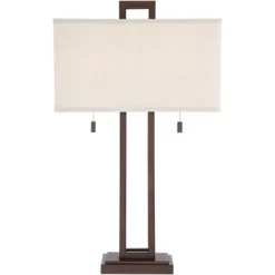 Possini Euro Design Gossard Modern Industrial Table Lamp 30" Tall Bronze With USB Charging Port White Rectangular Shade For Bedroom Living Room Office -Possini Euro Design Sales GUEST 6d1c8f69 014e 46a3 982f e42d732499dc
