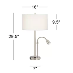 Possini Euro Design Traverse Modern Table Lamps Set Of 2 29 1/2" Tall Brushed Nickel With USB Charging Port LED Gooseneck White Drum Shade For Desk 11 Possini Euro Design Traverse Modern Table Lamps Set Of 2 29 1/2" Tall Brushed Nickel With USB Charging Port LED Gooseneck White Drum Shade For Desk -Possini Euro Design Sales GUEST 6d7b83aa 79f5 4aad 8a9b 164194cb3e7e