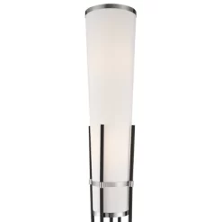 Possini Euro Design Flute Modern Torchiere Floor Lamp 64" Tall Satin Black Brushed Nickel White Linen Shade For Living Room Bedroom Office House Home -Possini Euro Design Sales GUEST 6d8338c9 1eea 4637 a805 c6f342edfa75