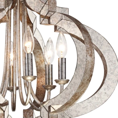 Possini Euro Design Ornament Aged Silver Gold Bronze Chandelier 23 1/4" Wide Industrial 6-Light Fixture For Dining Room Foyer Kitchen Island Entryway 2 Possini Euro Design Ornament Aged Silver Gold Bronze Chandelier 23 1/4" Wide Industrial 6-Light Fixture For Dining Room Foyer Kitchen Island Entryway - Image 2