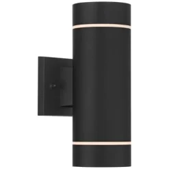 Possini Euro Design Wynnsboro 12" High Modern Outdoor Wall Light Fixture Mount Porch House Exterior Outside Up And Down LED Bulb Black Aluminum -Possini Euro Design Sales GUEST 6db03cea 1f89 40b0 8901 70b903d762a4