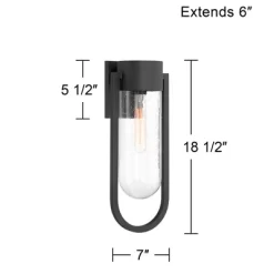 Possini Euro Design Villa Lane 18 1/2" High Modern Outdoor Wall Light Fixture Mount Porch House Exterior Set Of 2 Weatherproof Black Clear Glass Shade -Possini Euro Design Sales GUEST 6e1b564e 7378 4430 844e 2cf5a7eafdc7
