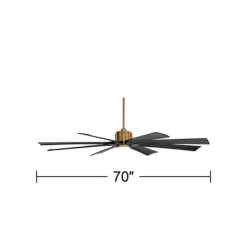 70" Possini Euro Design Defender Modern Indoor Outdoor Ceiling Fan With Dimmable LED Light Remote Soft Brass Matte Black Damp Rated For Patio Exterior -Possini Euro Design Sales GUEST 6e83df48 a23b 4737 a155 9d093330b120