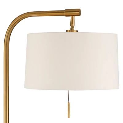 Possini Euro Design Volta Modern Floor Lamps With Tray Tables 66" Tall Set Of 2 Brass USB Charging Port White Drum Shade For Living Room Bedroom House 1 Possini Euro Design Volta Modern Floor Lamps With Tray Tables 66" Tall Set Of 2 Brass USB Charging Port White Drum Shade For Living Room Bedroom House