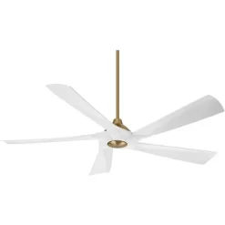 Possini Euro Design 60" Eloquent Modern Indoor Outdoor Ceiling Fan 5 Blade LED Light Remote Control Brass Finish White Blades Bedroom Patio Damp Rated -Possini Euro Design Sales GUEST 6f1f0003 2be9 4c9c 9a4f f2de792a56c0