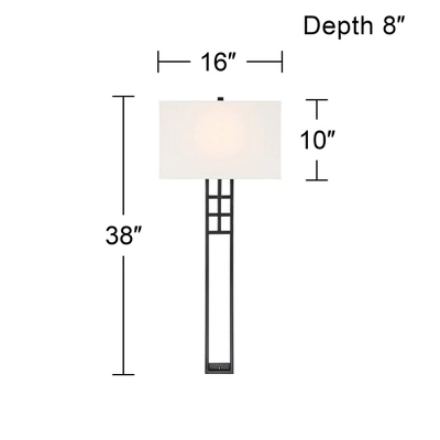 Possini Euro Design Ventano Modern Wall Lamps Set Of 2 Black Plug-In 16" Fixture White Linen Fabric Shades For Bedroom Mirror 3 Possini Euro Design Ventano Modern Wall Lamps Set Of 2 Black Plug-In 16" Fixture White Linen Fabric Shades For Bedroom Mirror - Image 3