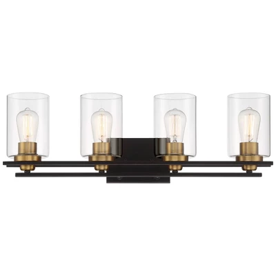 Possini Euro Design Demy Modern Wall Light Oil Rubbed Bronze Gold Hardwire 27" 4-Light Fixture Clear Glass For Bedroom Bathroom Vanity Reading House 6 Possini Euro Design Demy Modern Wall Light Oil Rubbed Bronze Gold Hardwire 27" 4-Light Fixture Clear Glass For Bedroom Bathroom Vanity Reading House - Image 6