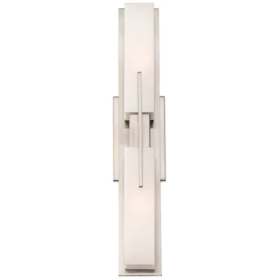 Possini Euro Design Midtown Modern Wall Light Brushed Nickel 23 1/2" 2-Light Fixture White Glass Shade For Bedroom Bathroom Vanity Reading Living Room 6 Possini Euro Design Midtown Modern Wall Light Brushed Nickel 23 1/2" 2-Light Fixture White Glass Shade For Bedroom Bathroom Vanity Reading Living Room - Image 6