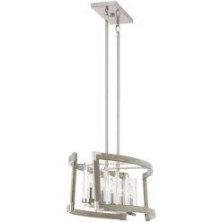 Possini Euro Design Kerr Wood Brushed Nickel Island Pendant Chandelier 32 3/4" Wide Modern Clear Glass Shade 5-Light Fixture For Dining Room Kitchen -Possini Euro Design Sales GUEST 71914fd1 8516 4e0a 9dc8 6f4d7c6ac3ee