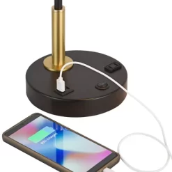 Possini Euro Design Keller 24" High Small Modern Desk Lamp USB Port AC Power Outlet Black Brass Finish Metal Single Home Office Living Room Charging -Possini Euro Design Sales GUEST 71e2987c 8122 4514 95a4 e4550c91e26b