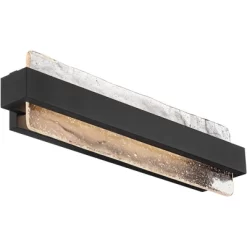 Possini Euro Design Cascadia 23 3/4" High Modern Bathroom Vanity Wall Lamp Light Fixture Mount Over The Sink Mirror LED Black Piastra Glass Shade -Possini Euro Design Sales GUEST 722dd6a4 0ffa 4190 b63d b6ed265f8a4b