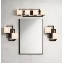 Possini Euro Design Modern Wall Light Bronze 15 1/2" Square Glass Sconce Fixture For Bathroom Side Of Mirror Hallway -Possini Euro Design Sales GUEST 725241c2 3678 46bb 9b03 0f7b531b1853
