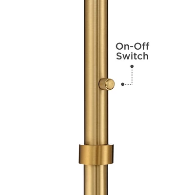 Possini Euro Design Artisan Swing Arm Floor Lamp 62.25" Tall Warm Antique Brass Linen Drum Shade For Living Room Reading Bedroom Office 4 Possini Euro Design Artisan Swing Arm Floor Lamp 62.25" Tall Warm Antique Brass Linen Drum Shade For Living Room Reading Bedroom Office - Image 4