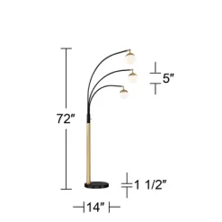 Possini Euro Design Rayne Modern Arc Floor Lamp 72" Tall Gold Black 3 Light LED Adjustable Arm Frosted Glass Globe Shade For Living Room Reading Home -Possini Euro Design Sales GUEST 72acbc96 d16e 434d 81e6 38138e50870f