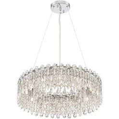 Possini Euro Design Alyssa Chrome Drum Chandelier 23 1/2" Wide Modern Crystal 12-Light LED Fixture For Dining Room Kitchen Island Entryway Bedroom -Possini Euro Design Sales GUEST 72d0a421 5e99 4e52 9e71 3dc4bc80e7ac